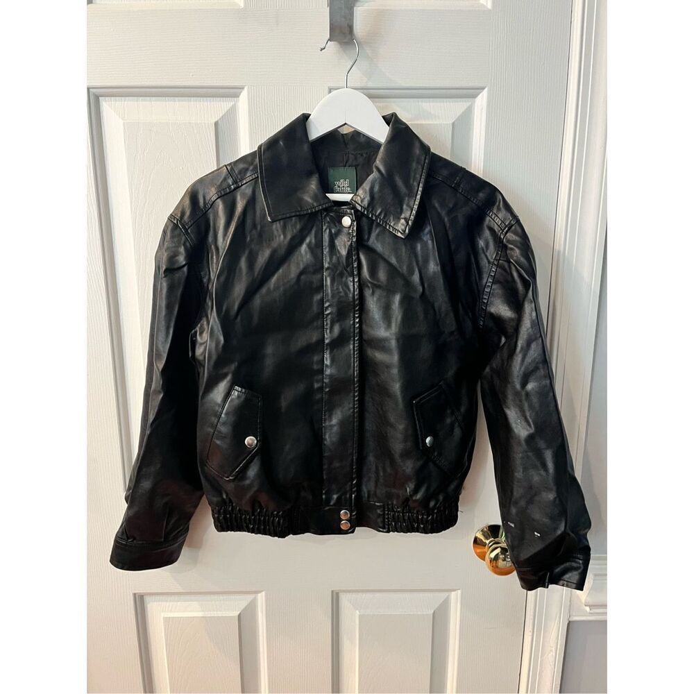 Wild Fable Black Faux Leather Motorcycle Jacket sz XS